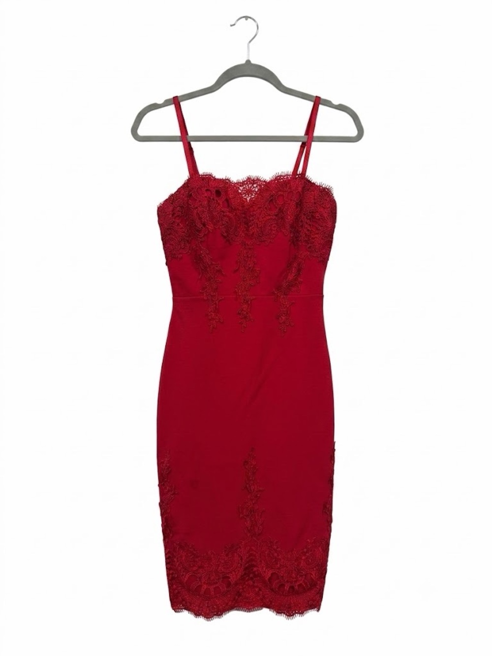 Red Lace Bodycon Spaghetti Strap Dress